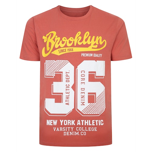 Bigdude Brooklyn-Print-T-Shirt in verwaschenem Rot